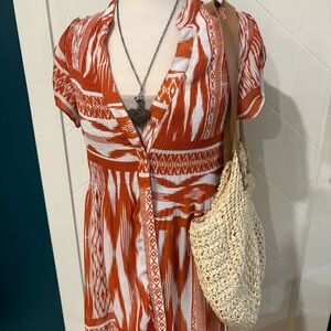 Aura Vibrant Orange and White Dress